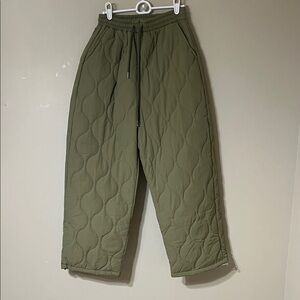 Quilted Olive Green Joggers for Women